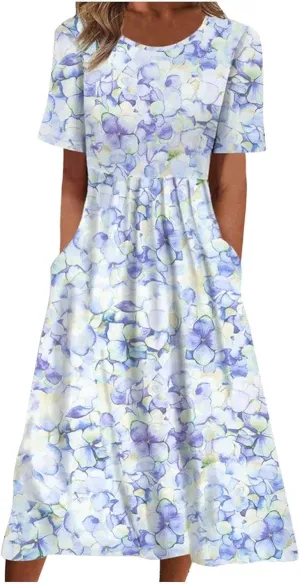 Ceboyel Women Boho Floral Summer Dresses Casual Maxi Dress Bohemian Flowy Long Dresses 2024 Trendy Vacation Clothes