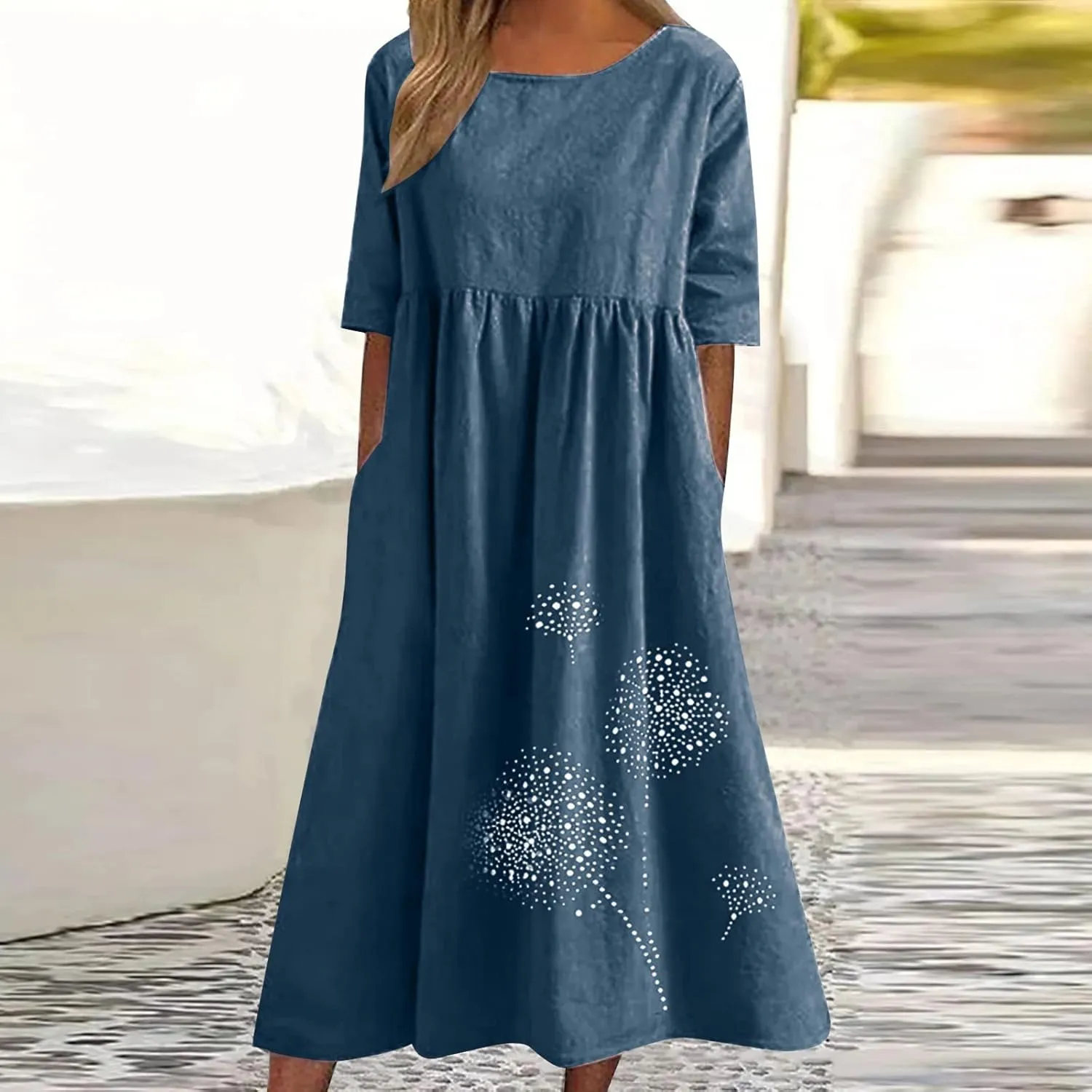 Ceboyel Women Boho Floral Summer Dresses Casual Maxi Dress Bohemian Flowy Long Dresses 2024 Trendy Vacation Clothes