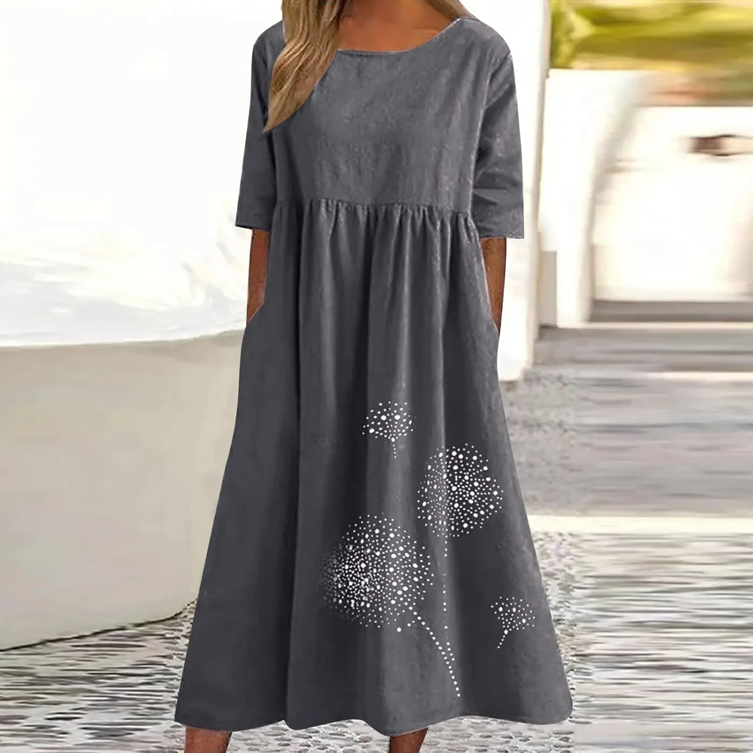 Ceboyel Women Boho Floral Summer Dresses Casual Maxi Dress Bohemian Flowy Long Dresses 2024 Trendy Vacation Clothes