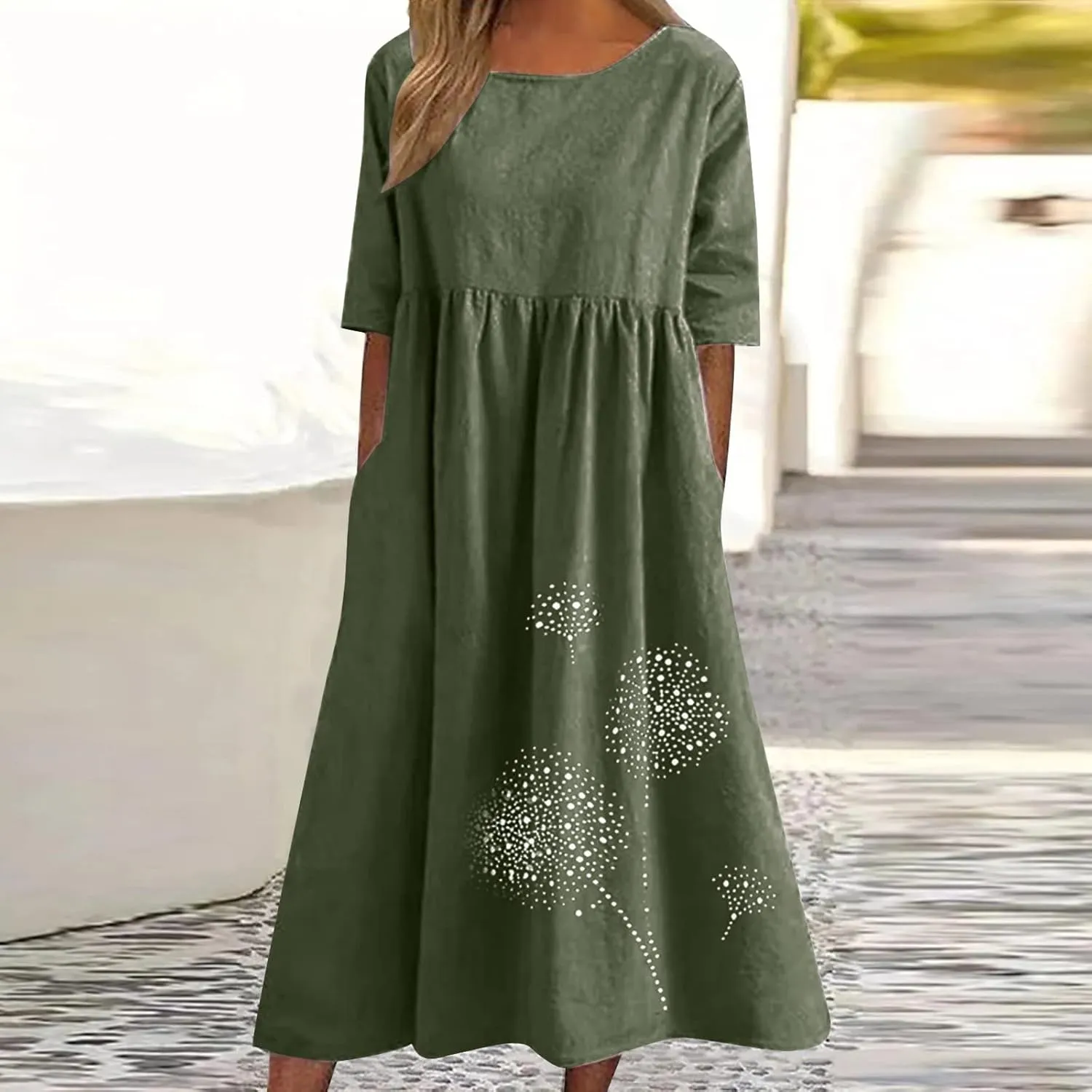 Ceboyel Women Boho Floral Summer Dresses Casual Maxi Dress Bohemian Flowy Long Dresses 2024 Trendy Vacation Clothes