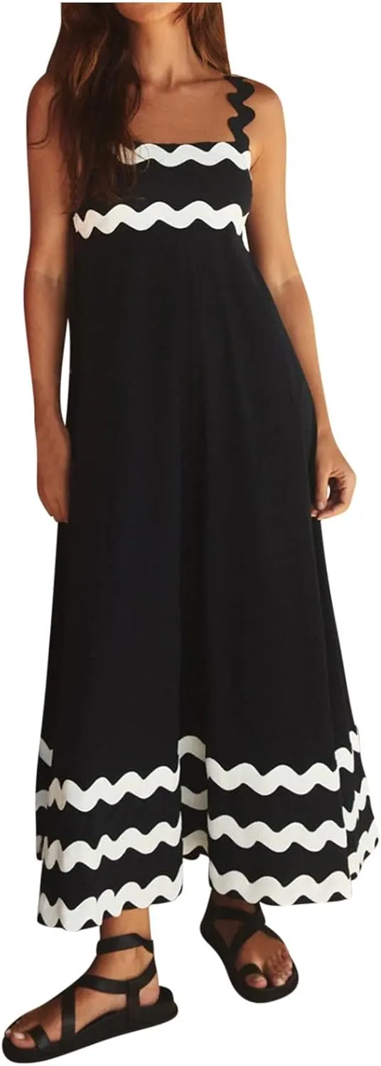 Ceboyel Women Summer Vacation Dresses 2024 Flowy Boho Maxi Long Dress Tiered Casual Sundresses Trendy Beachy Clothing