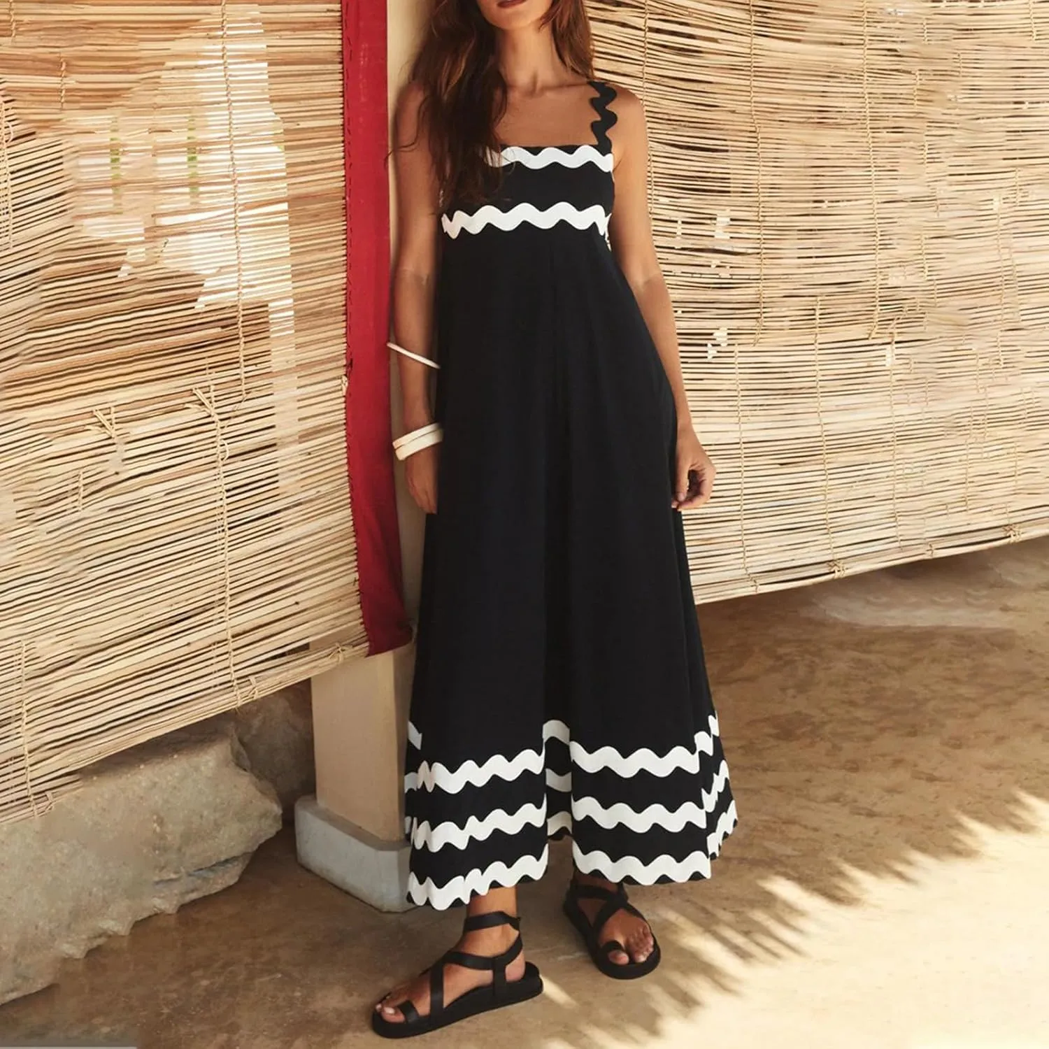 Ceboyel Women Summer Vacation Dresses 2024 Flowy Boho Maxi Long Dress Tiered Casual Sundresses Trendy Beachy Clothing