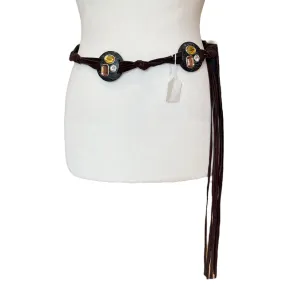 Celine Brown Suede Embellished Disc Belt