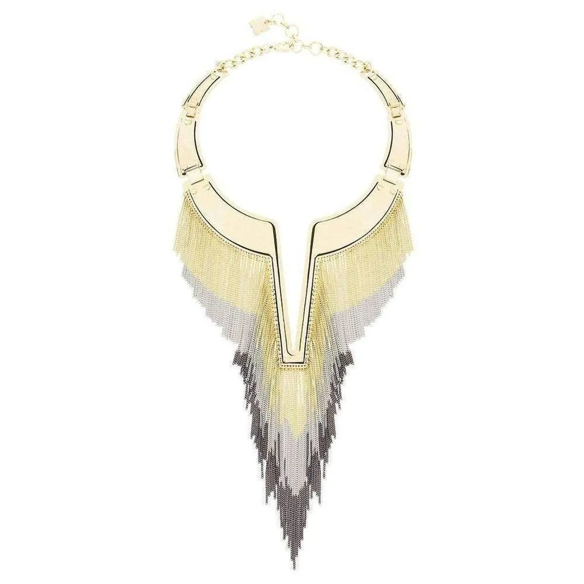 Chain Fringe Plate Collar Necklace