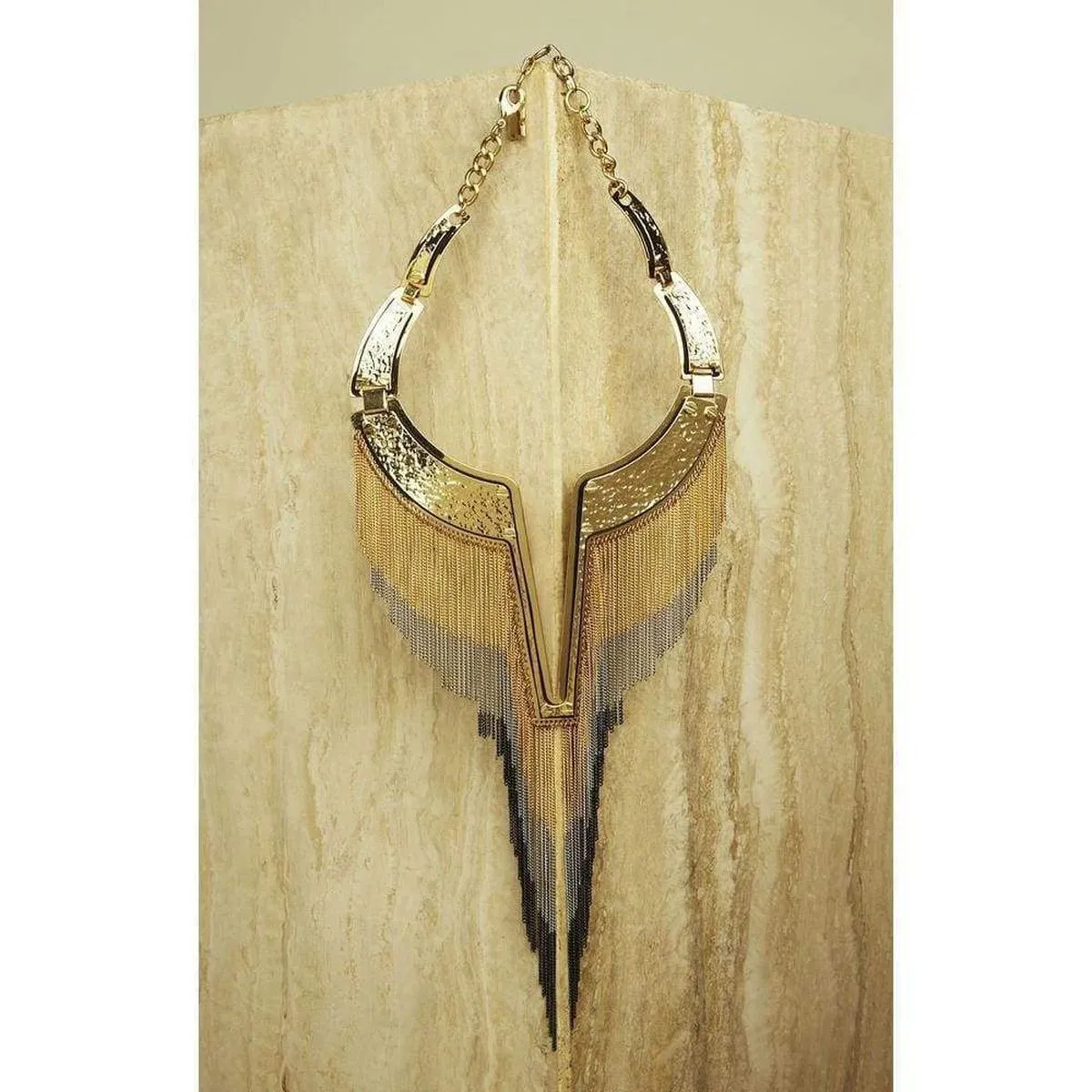 Chain Fringe Plate Collar Necklace