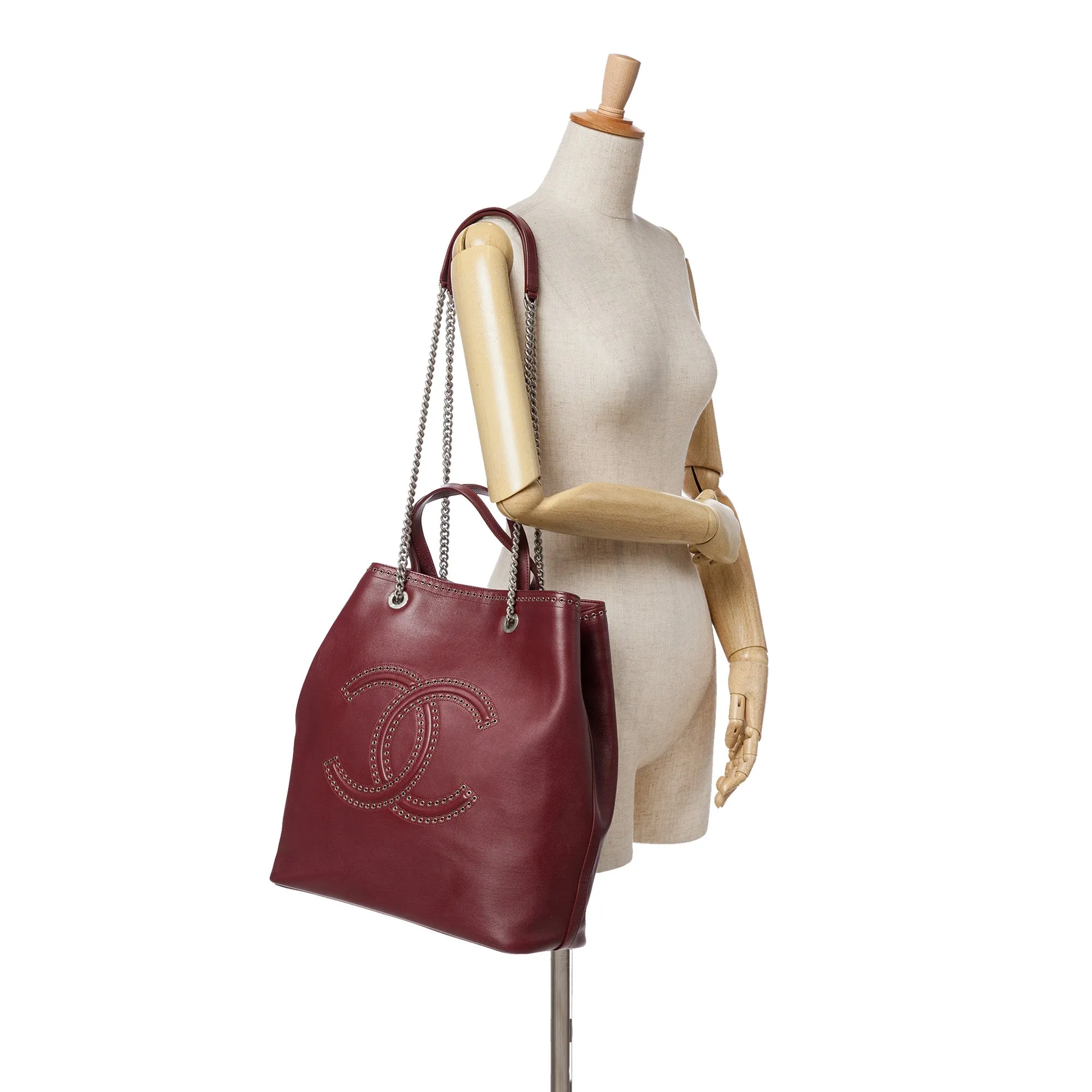 Chanel Large Calfskin Coco Eyelets Shopping Tote