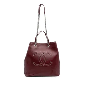 Chanel Large Calfskin Coco Eyelets Shopping Tote