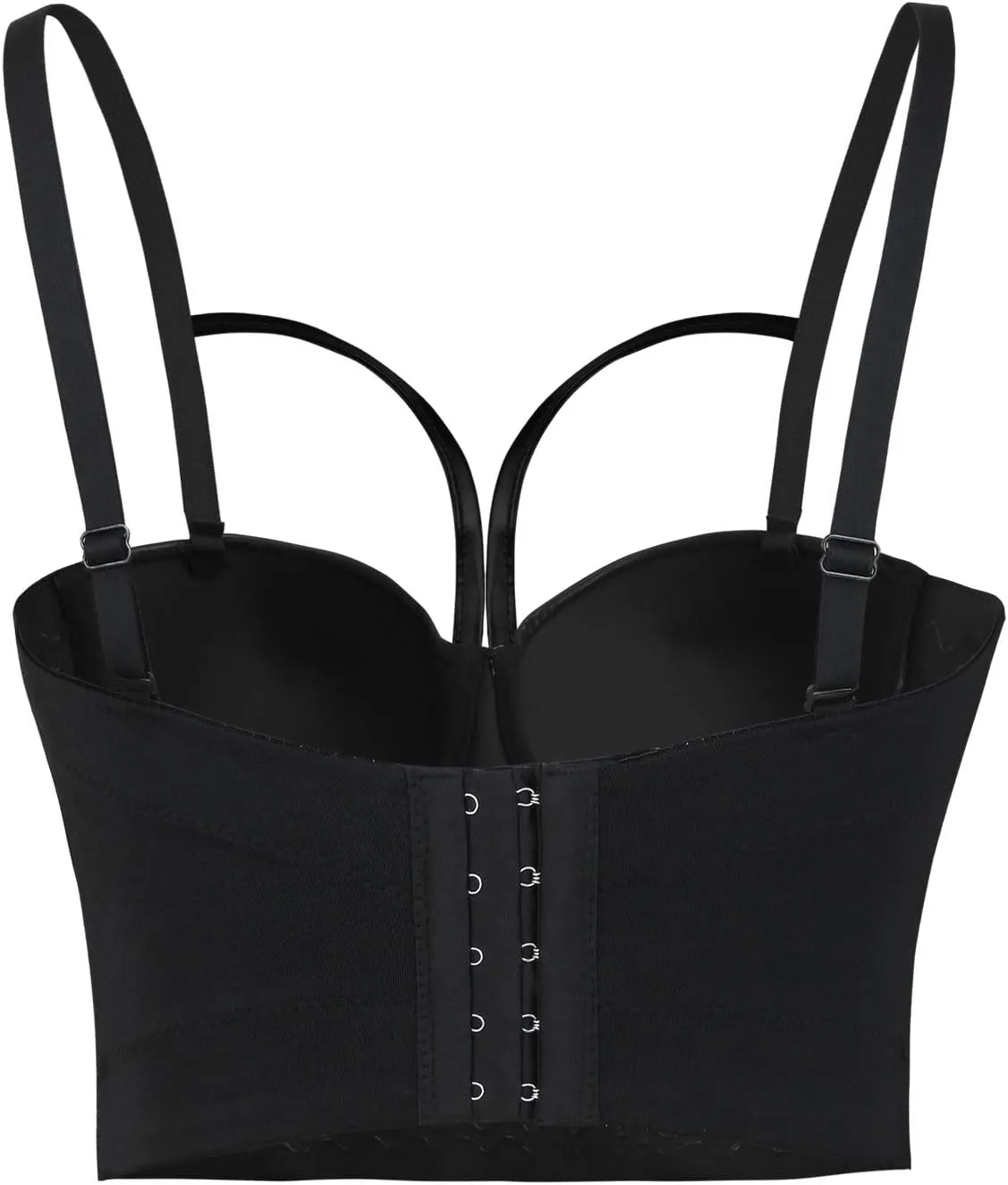 Charmian Women's Spaghetti Straps PU Leather Bustier Crop Top