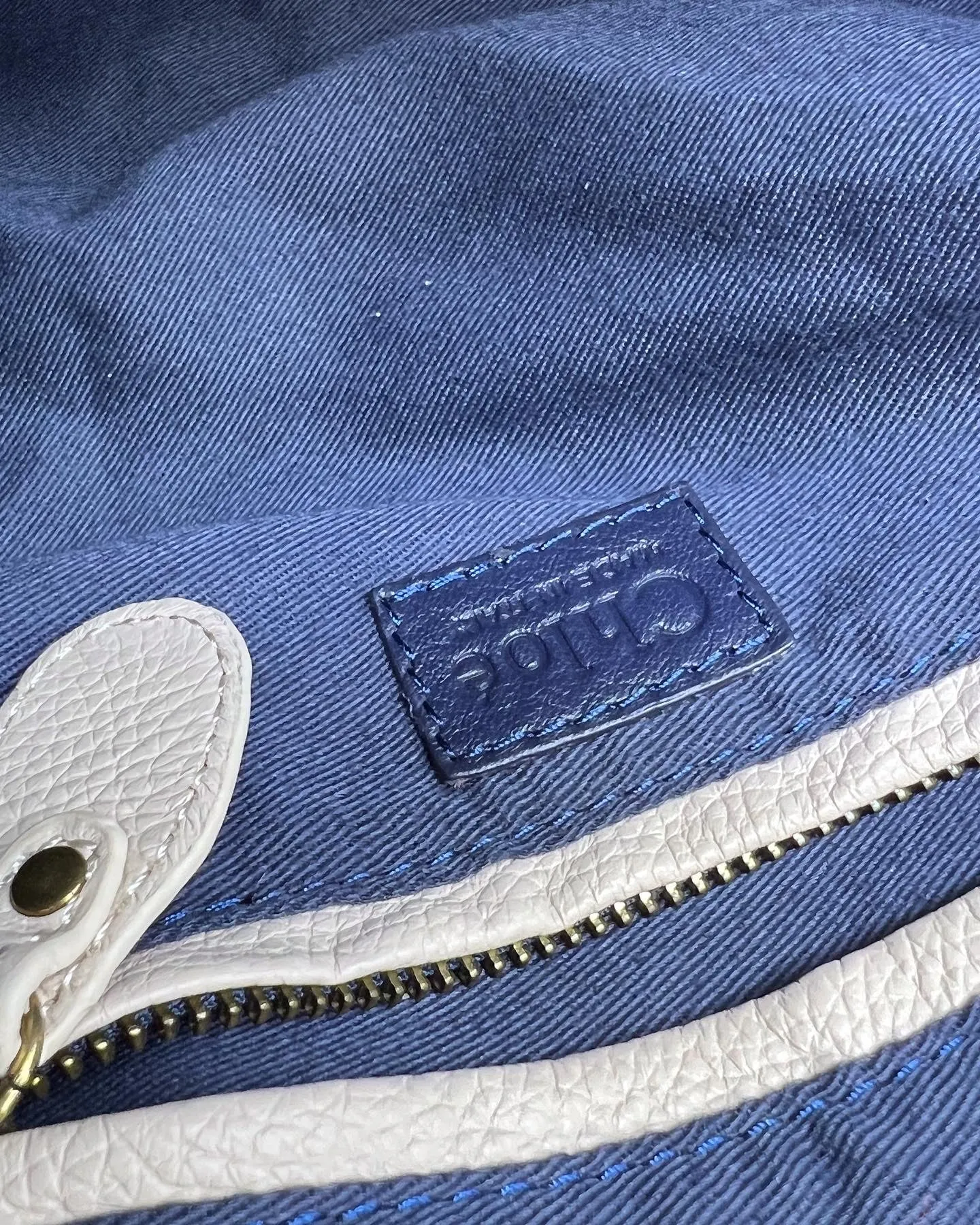 CHLOÉ CALFSKIN LEATHER PARATY BAG-STORM BLUE