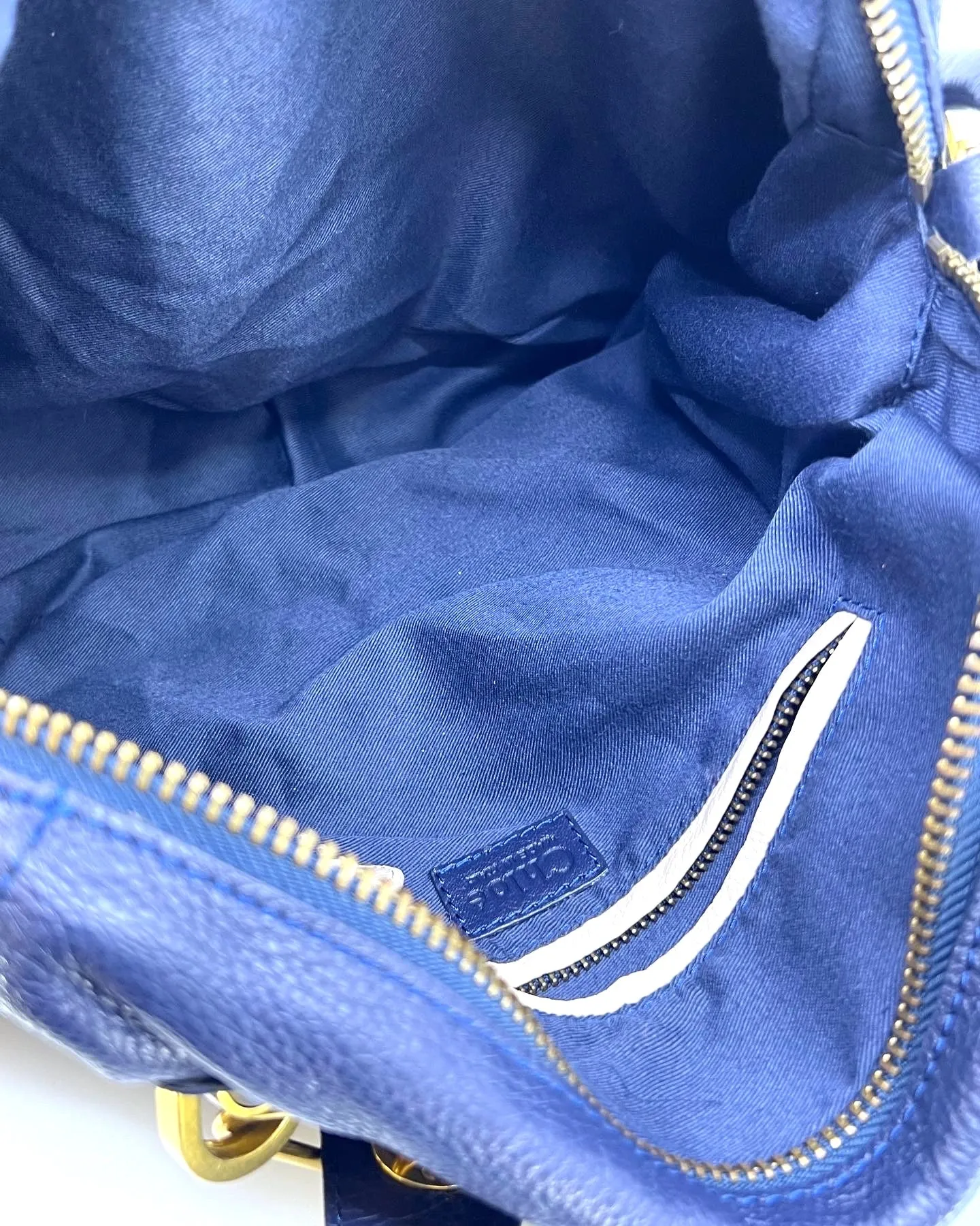 CHLOÉ CALFSKIN LEATHER PARATY BAG-STORM BLUE