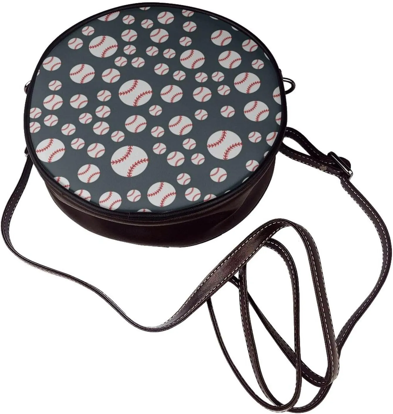 Circle Crossbody Bag for Women Circle Purse with Zipper Adjustable Shoulder Straps