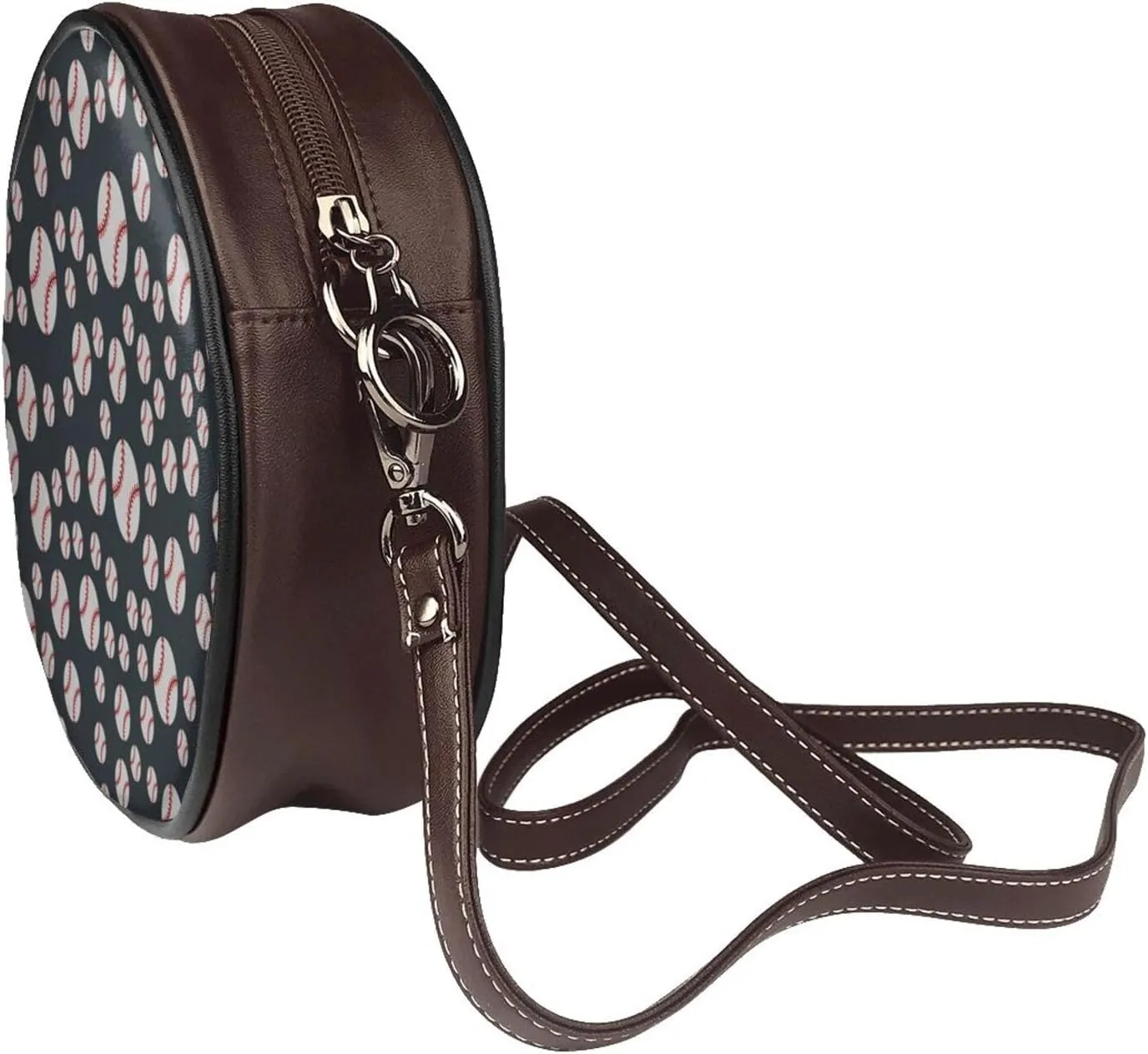 Circle Crossbody Bag for Women Circle Purse with Zipper Adjustable Shoulder Straps