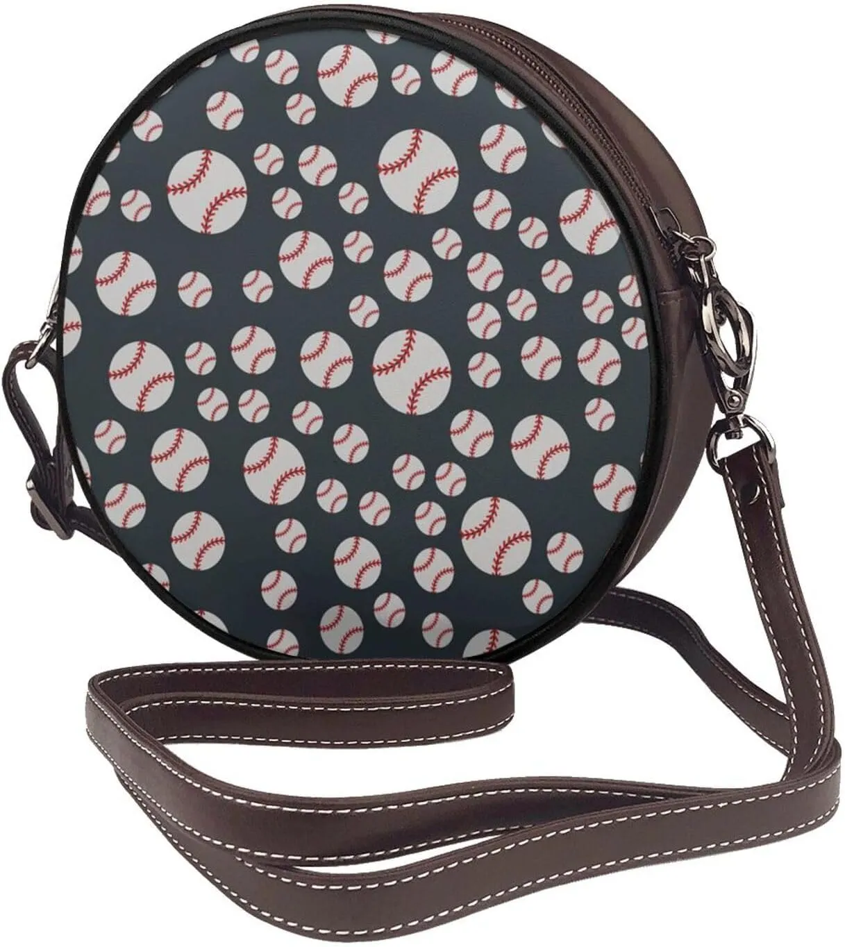 Circle Crossbody Bag for Women Circle Purse with Zipper Adjustable Shoulder Straps