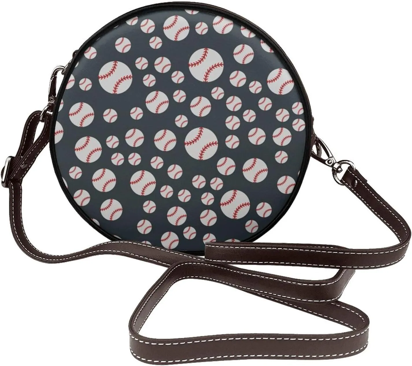 Circle Crossbody Bag for Women Circle Purse with Zipper Adjustable Shoulder Straps