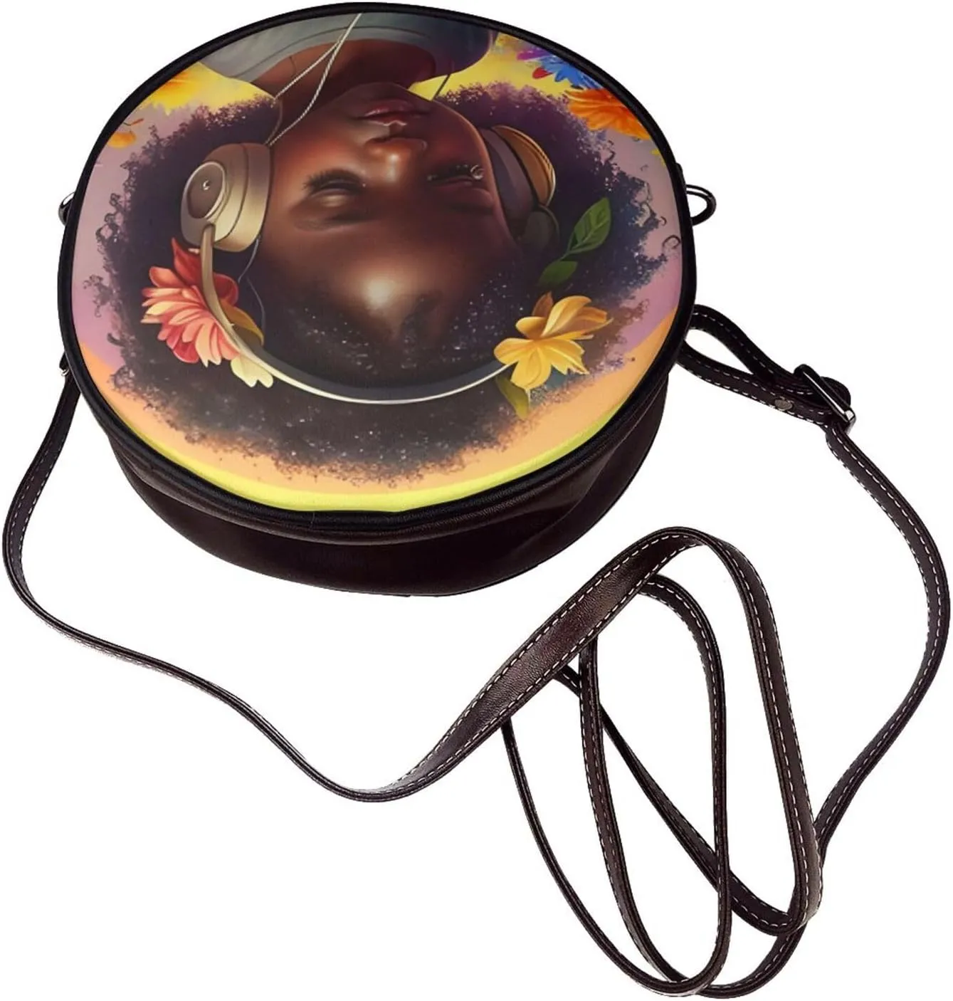 Circle Crossbody Bag for Women Circle Purse with Zipper Adjustable Shoulder Straps