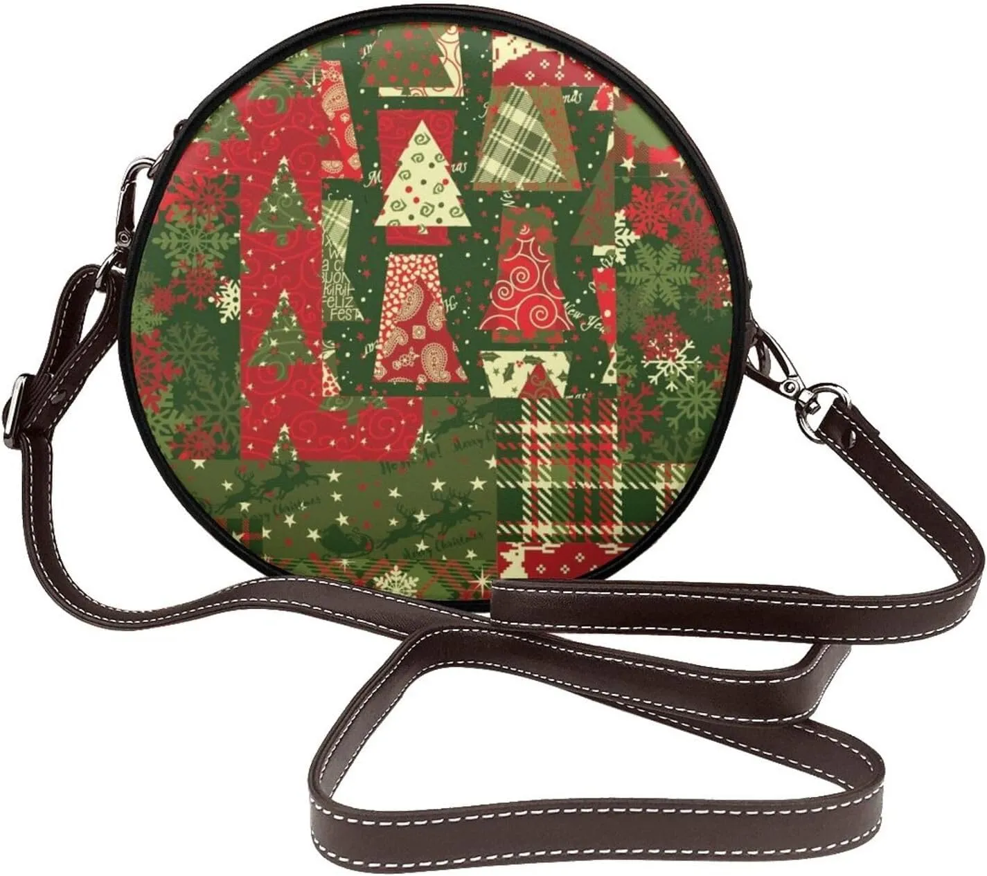Circle Crossbody Bag for Women Circle Purse with Zipper Adjustable Shoulder Straps