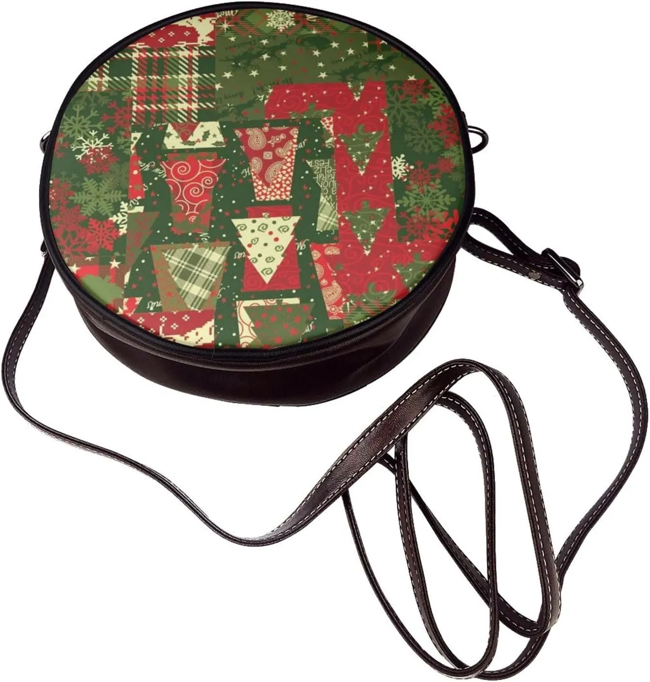 Circle Crossbody Bag for Women Circle Purse with Zipper Adjustable Shoulder Straps