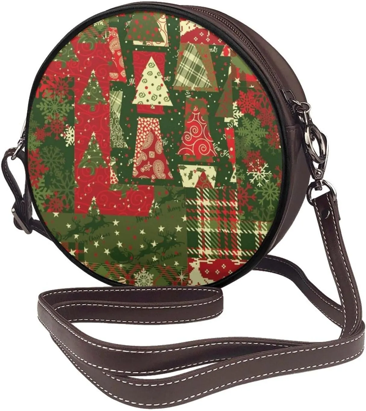 Circle Crossbody Bag for Women Circle Purse with Zipper Adjustable Shoulder Straps