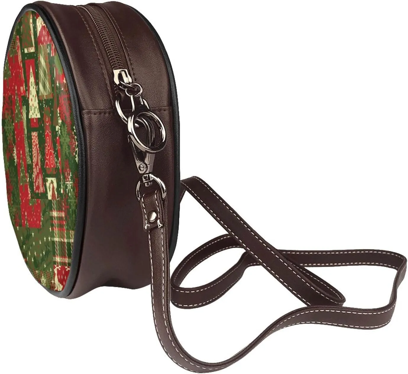 Circle Crossbody Bag for Women Circle Purse with Zipper Adjustable Shoulder Straps
