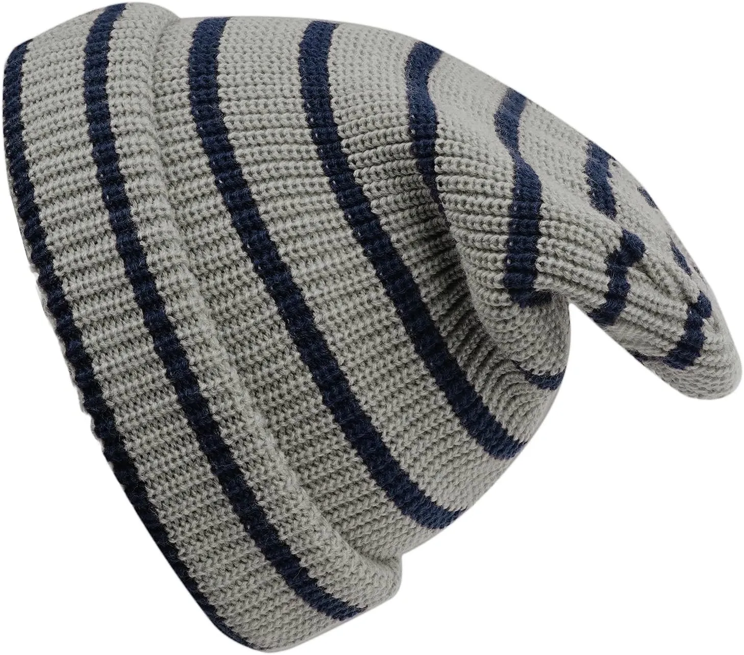 CLAPE Unisex Slouchy Cuff Toboggan Cap Knit Hat Fashion Striped Beanie Stocking Cap Warm Cozy Knitted Ski Hat Skullies Caps