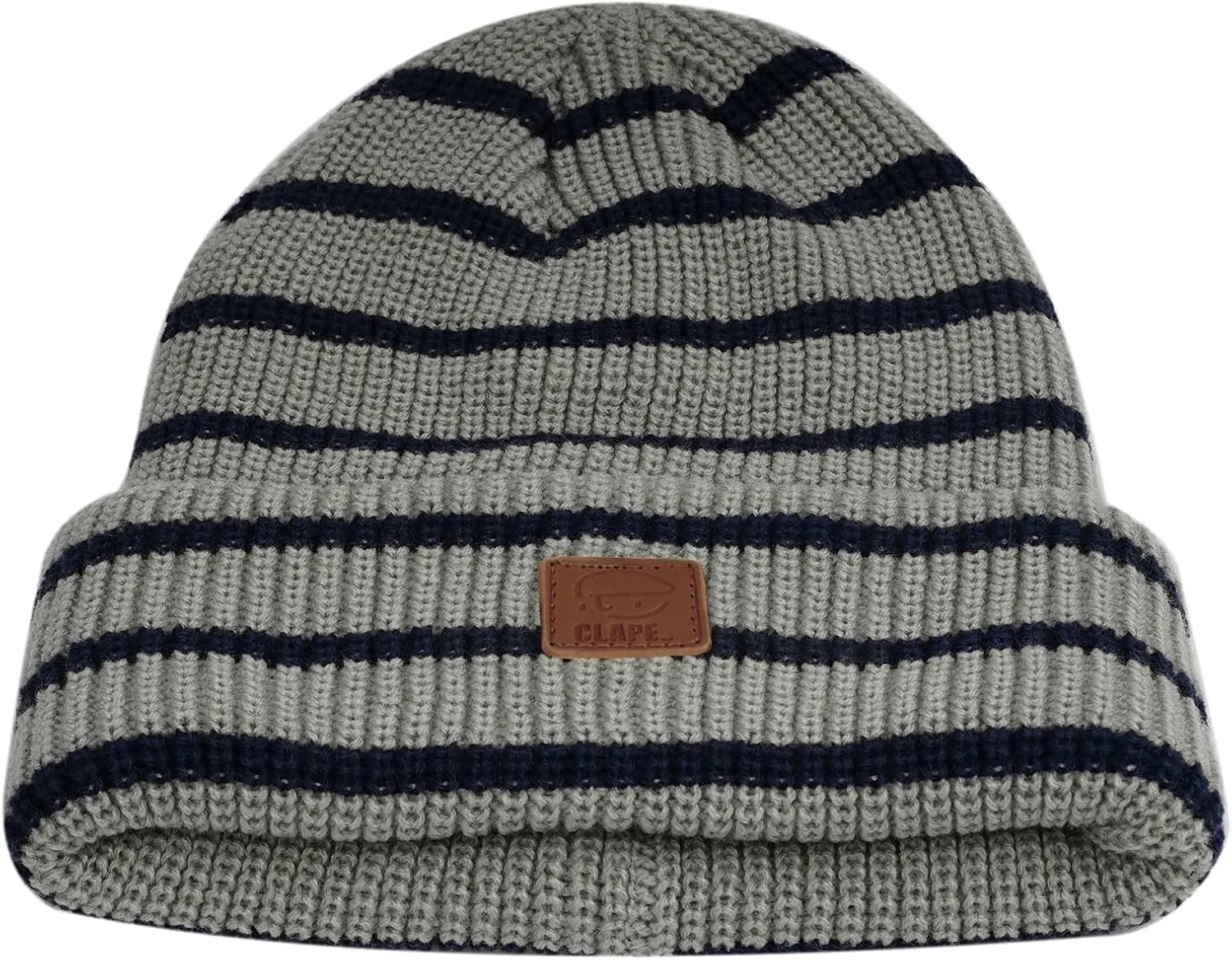 CLAPE Unisex Slouchy Cuff Toboggan Cap Knit Hat Fashion Striped Beanie Stocking Cap Warm Cozy Knitted Ski Hat Skullies Caps