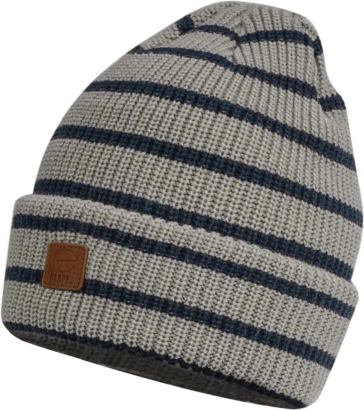 CLAPE Unisex Slouchy Cuff Toboggan Cap Knit Hat Fashion Striped Beanie Stocking Cap Warm Cozy Knitted Ski Hat Skullies Caps