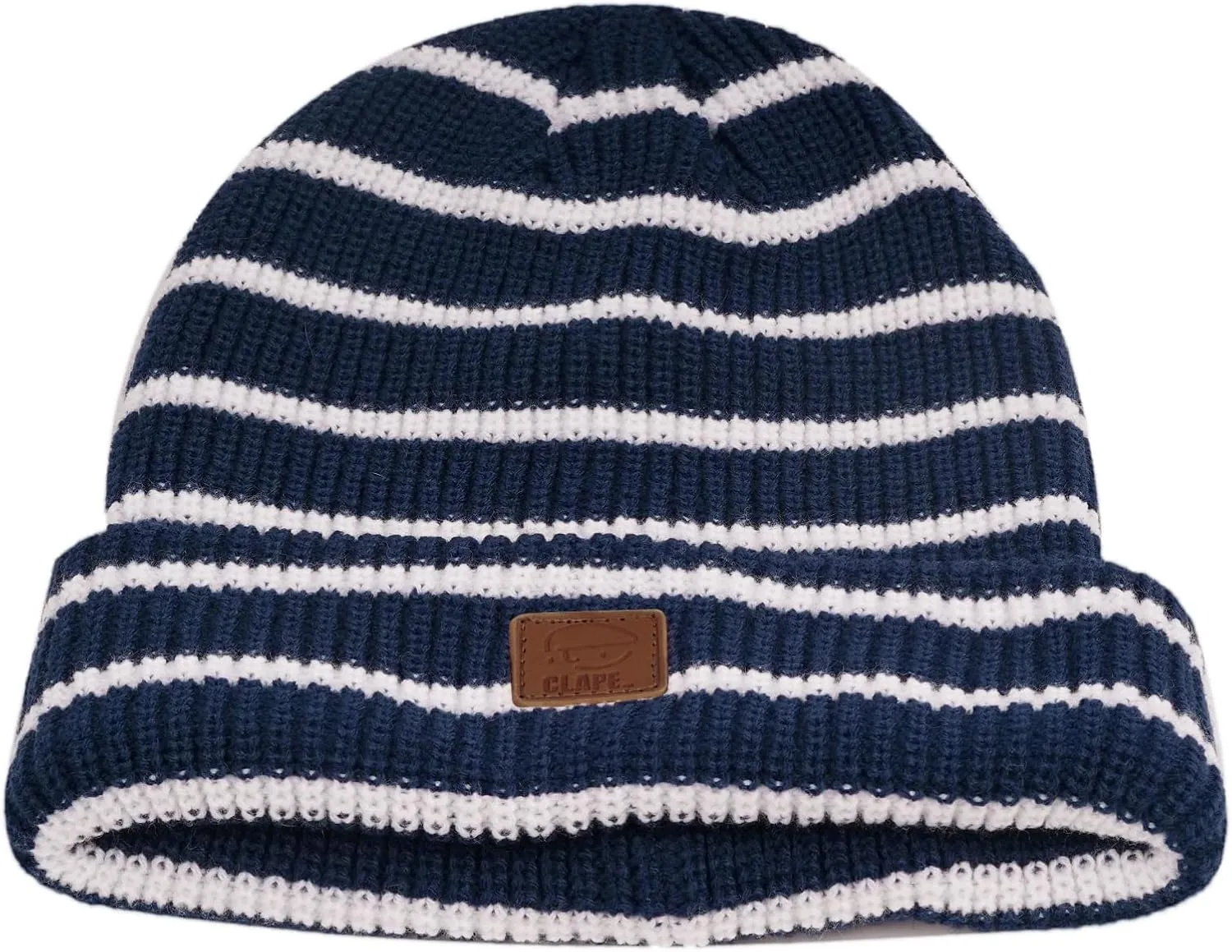 CLAPE Unisex Slouchy Cuff Toboggan Cap Knit Hat Fashion Striped Beanie Stocking Cap Warm Cozy Knitted Ski Hat Skullies Caps