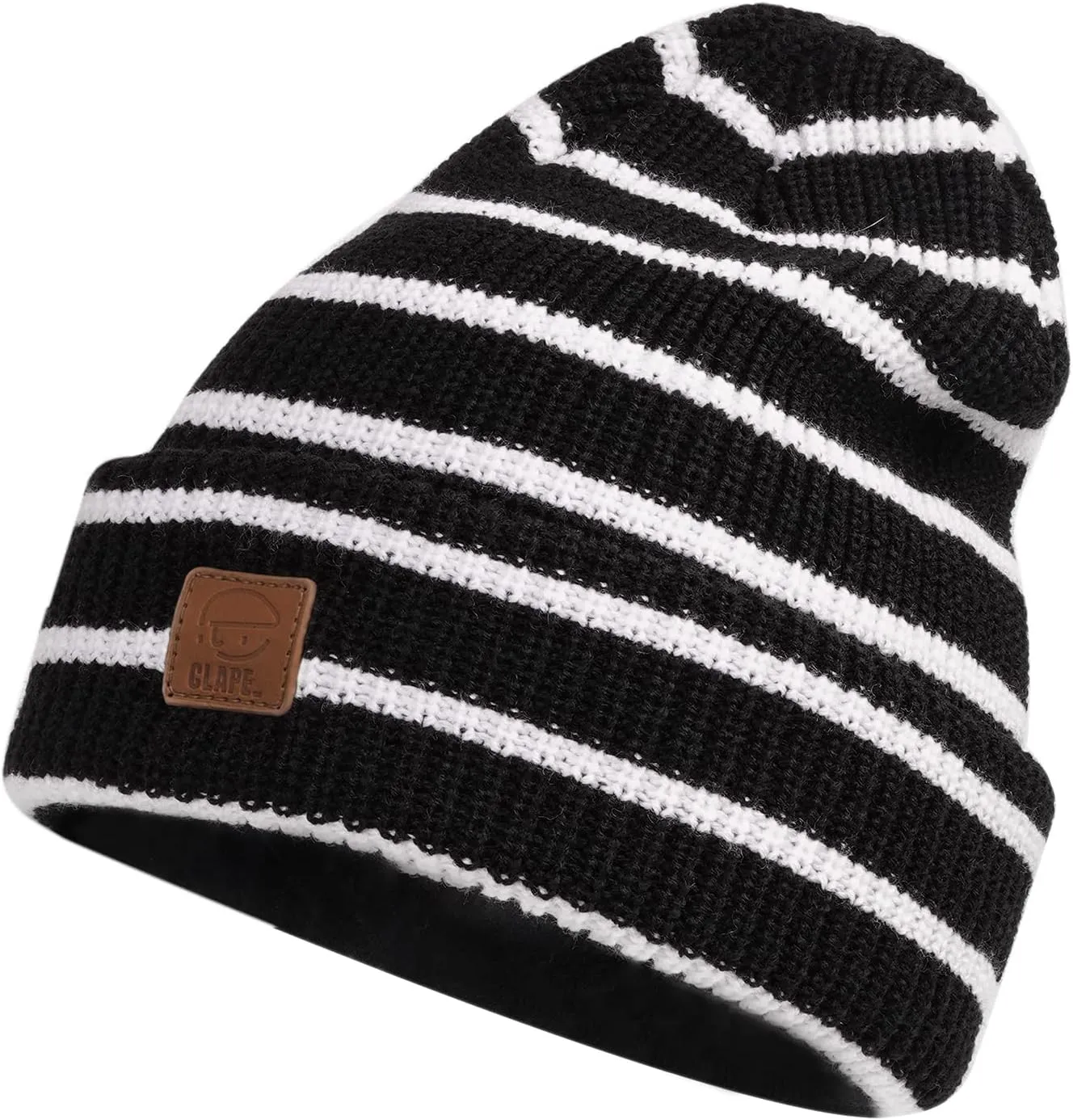 CLAPE Unisex Slouchy Cuff Toboggan Cap Knit Hat Fashion Striped Beanie Stocking Cap Warm Cozy Knitted Ski Hat Skullies Caps