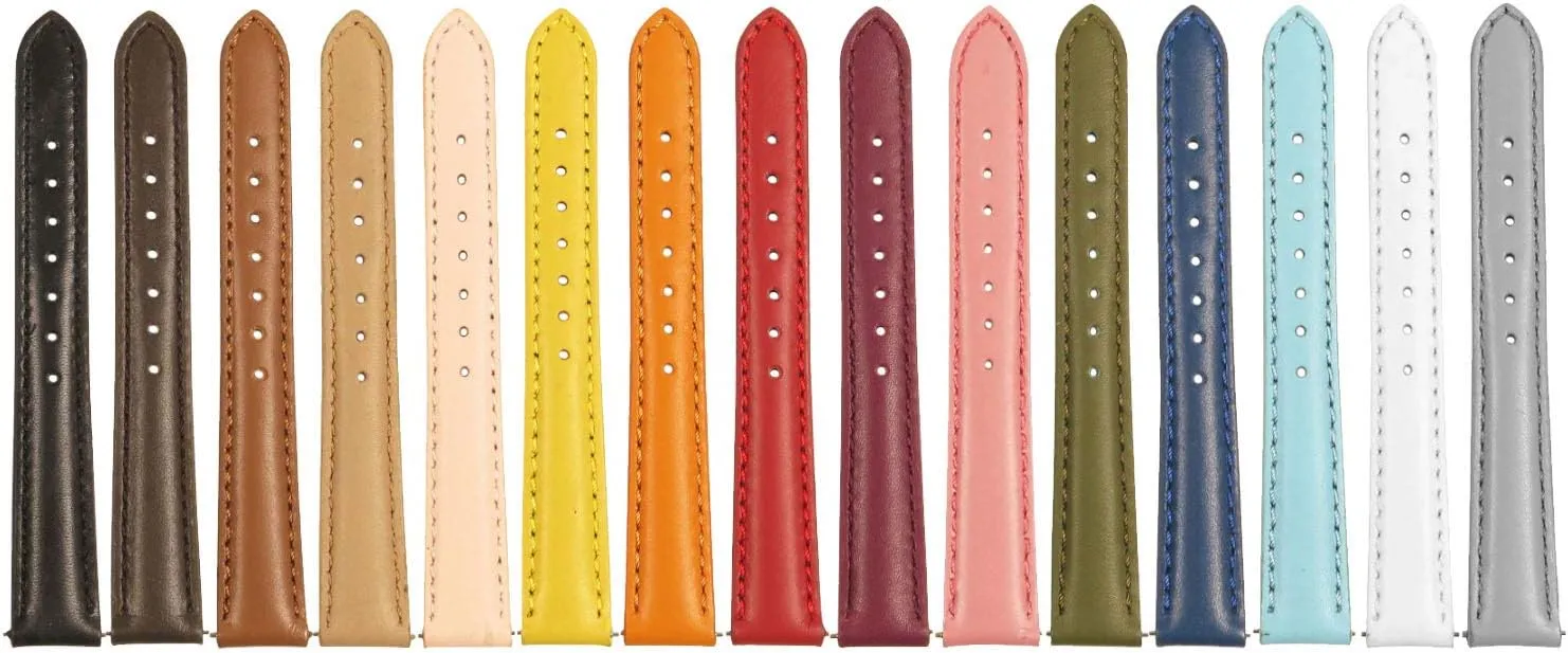 Classic Women's Leather Quick Release Watch Band Strap - Choose Your Color/Length - 8mm 10mm 12mm 14mm 16mm 18mm 20mm 22mm 24mm