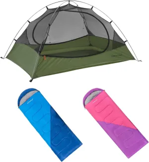 Clostnature Polaris Lightweight Backpacking Tent - 2 Person Ultralight Tent with Two Sleeping Bag, Camping Tent with Left and Right Sleeping Bag for Adults, Family, Outdoor