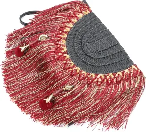 Clutch Purse for Women, Straw Envelope Package, Long Red Tassels Clutch Bags, Bohemian Handbags With Crossbody Shoulder Strap, Straw Bag Suitable for Beach, Travel, Daily Matching