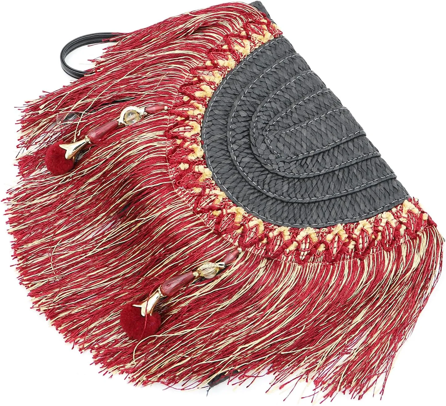 Clutch Purse for Women, Straw Envelope Package, Long Red Tassels Clutch Bags, Bohemian Handbags With Crossbody Shoulder Strap, Straw Bag Suitable for Beach, Travel, Daily Matching