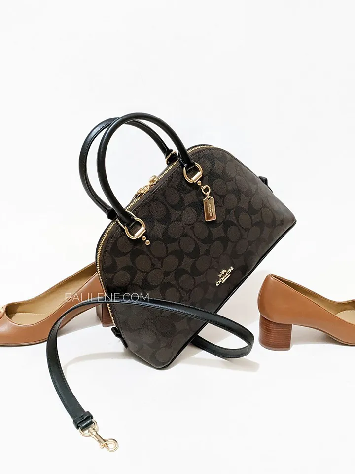 Coach Katy Satchel In Signature Canvas Brown Black