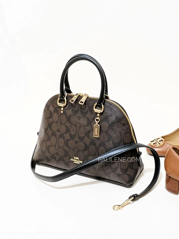 Coach Katy Satchel In Signature Canvas Brown Black