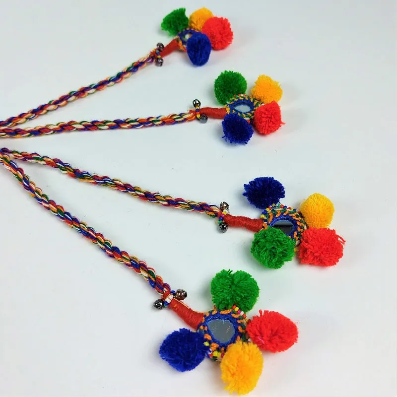 Colorful funky Indian double tassel with mirrorwork