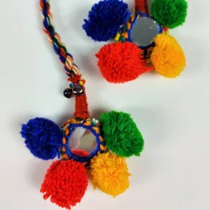 Colorful funky Indian double tassel with mirrorwork