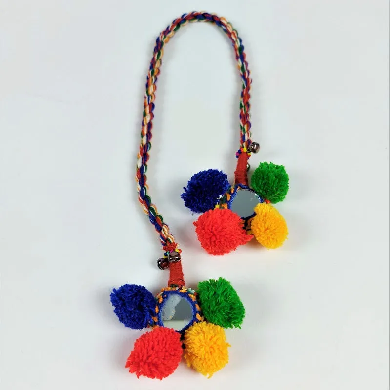 Colorful funky Indian double tassel with mirrorwork