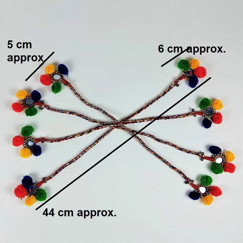 Colorful funky Indian double tassel with mirrorwork