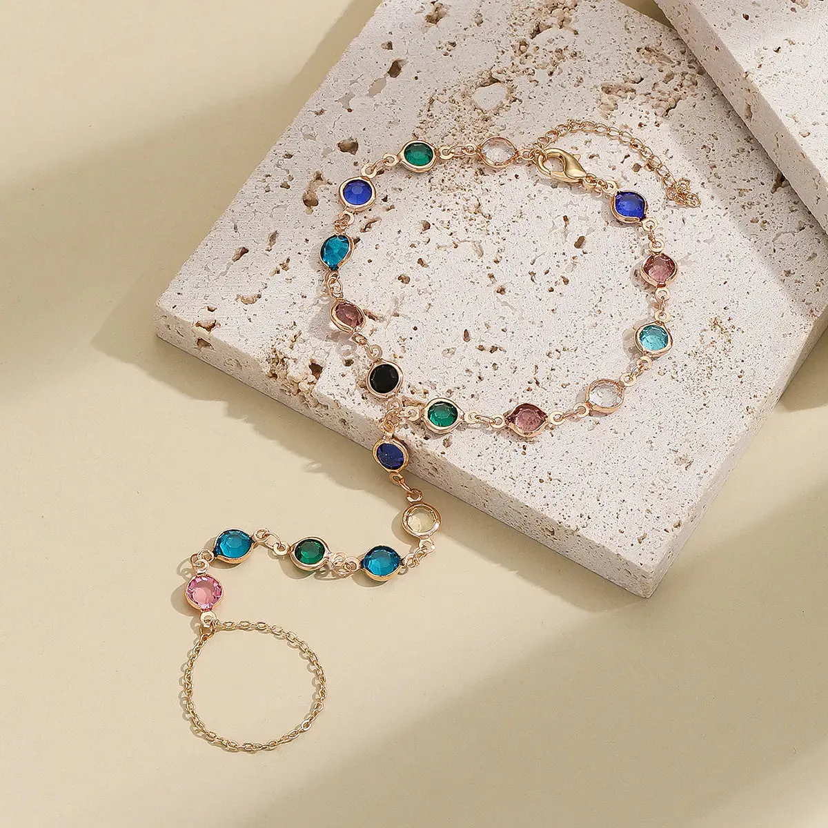 Colourful Crystal Chain Bracelet