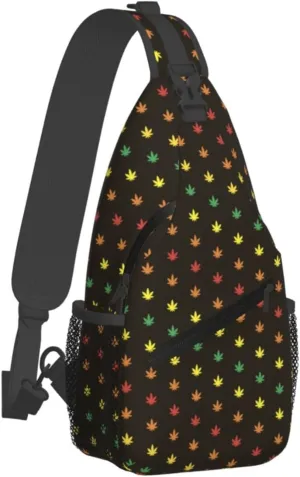 Colourful Marijuana Leaf Chest Bags Crossbody Sling Bag Shoulder Bag Travel Hiking Daypack For Men Women