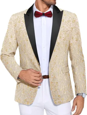 COOFANDY Men's Paisley Tuxedo Jacket One Button Dress Suit Jacket Floral Blazer for Dinner Party Prom Wedding