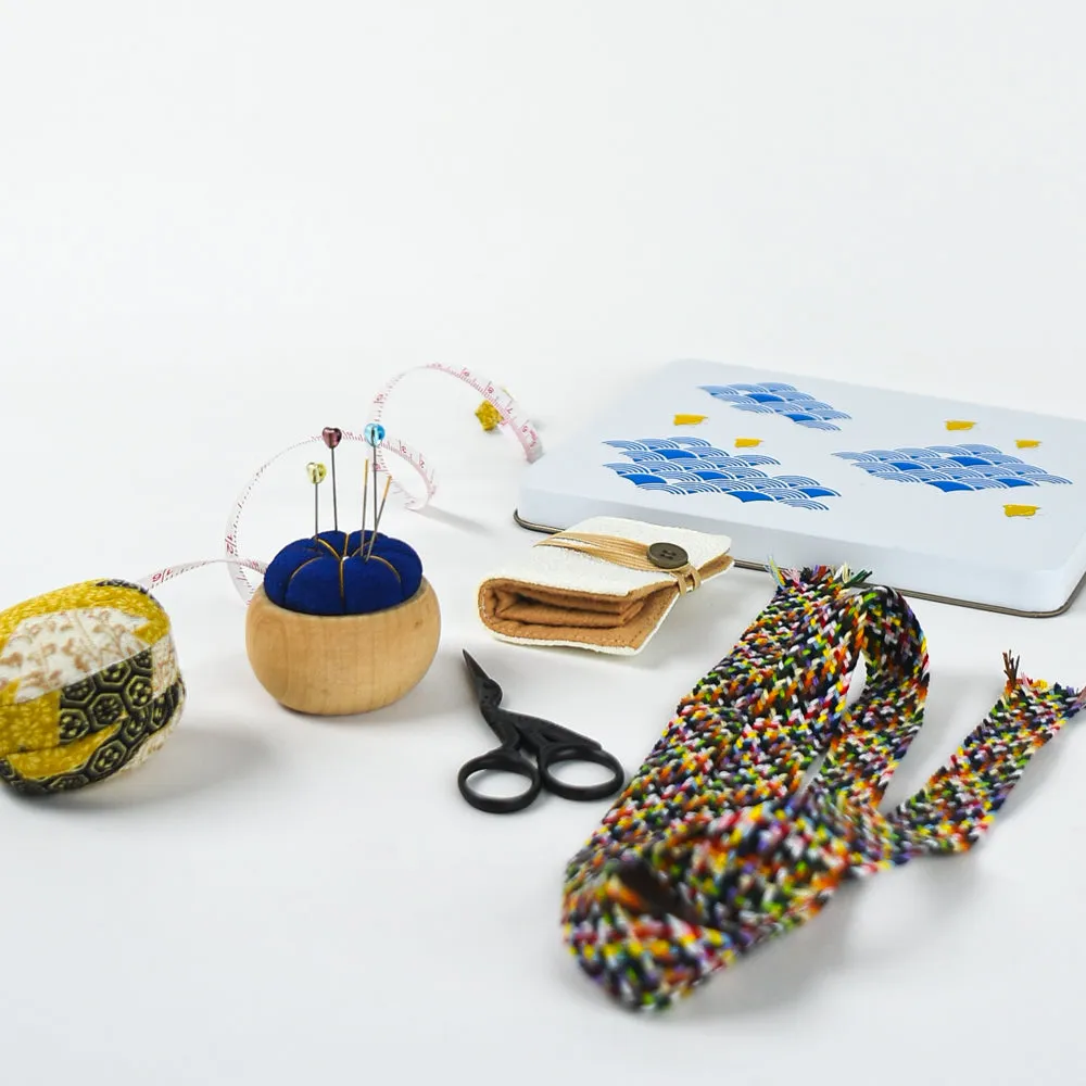 Cookie Tin Sewing Kit - Blue Waves