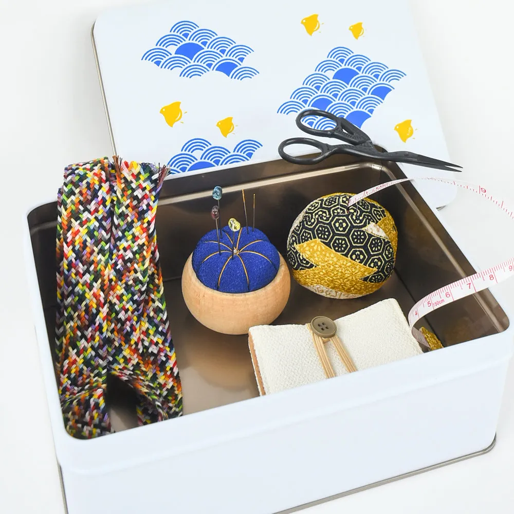 Cookie Tin Sewing Kit - Blue Waves