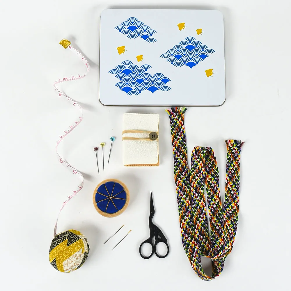 Cookie Tin Sewing Kit - Blue Waves