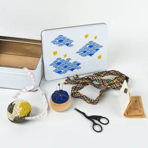Cookie Tin Sewing Kit - Blue Waves