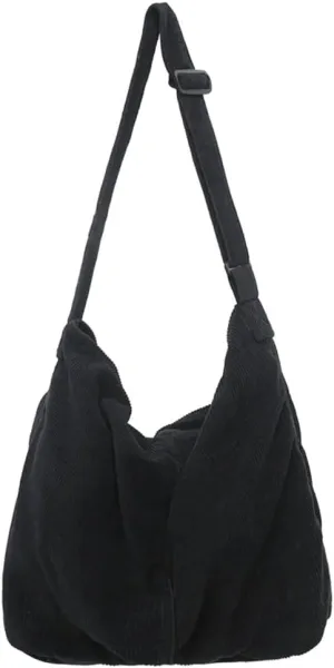 Corduroy Shoulder Bag for Women Slouchy Commute Bag Travel Work Canvas Hobo Crossbody Bag Purse 2024