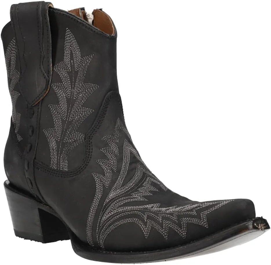 Corral Boots Womens Embroidered Snip Toe Casual Boots Ankle Low Heel 1-2" - Black