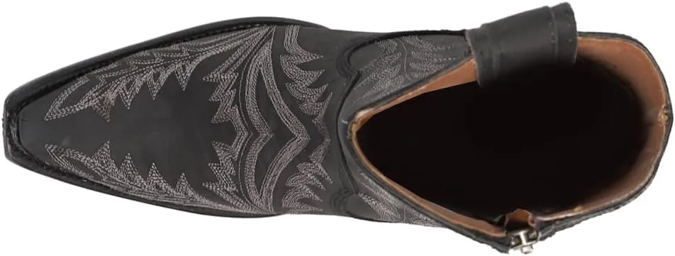 Corral Boots Womens Embroidered Snip Toe Casual Boots Ankle Low Heel 1-2" - Black