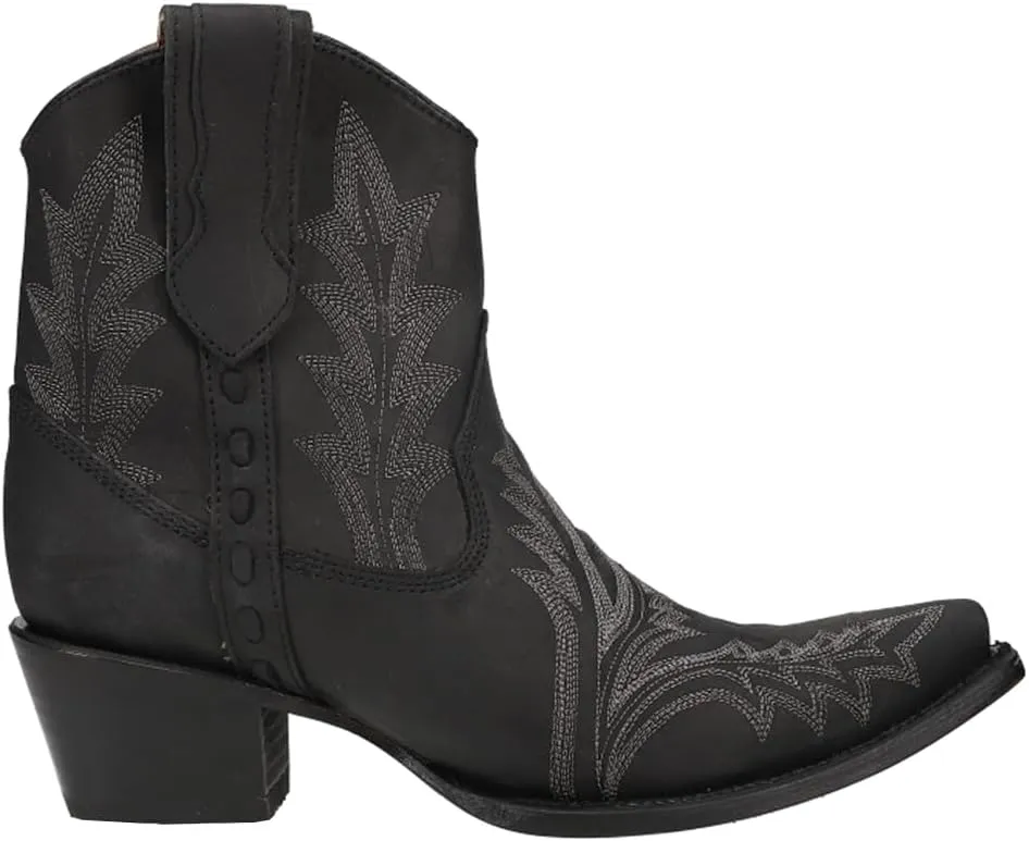 Corral Boots Womens Embroidered Snip Toe Casual Boots Ankle Low Heel 1-2" - Black