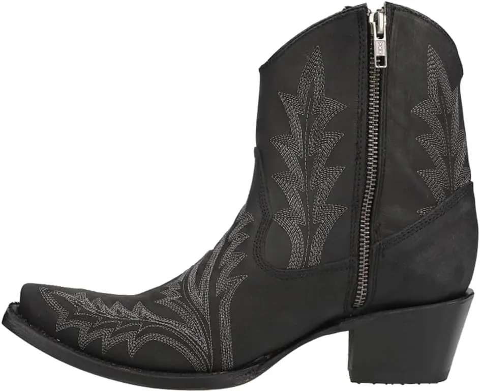 Corral Boots Womens Embroidered Snip Toe Casual Boots Ankle Low Heel 1-2" - Black